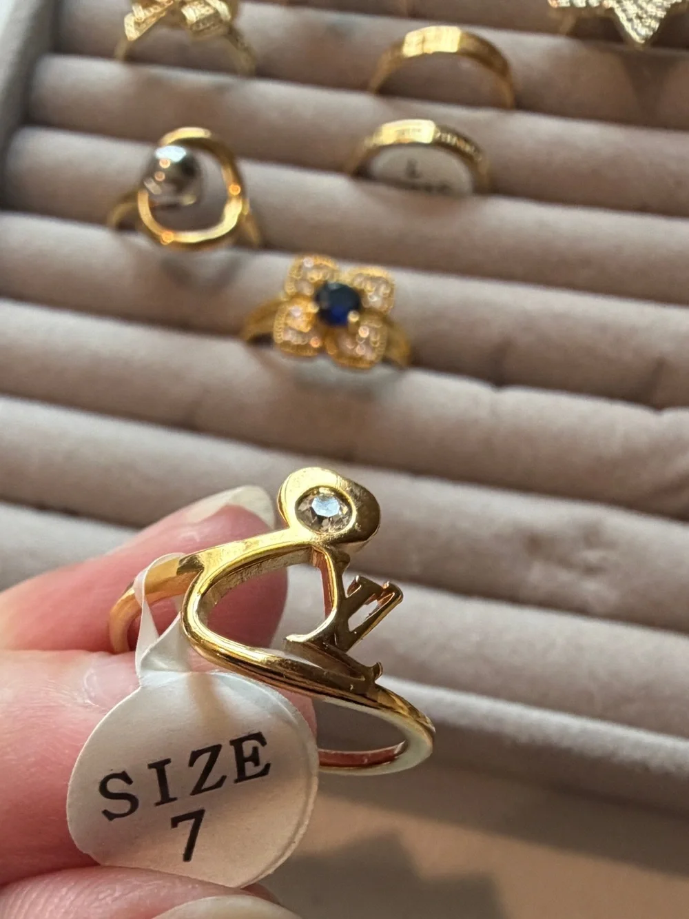 Lot of Eight Gold Tone Rings-Unbranded